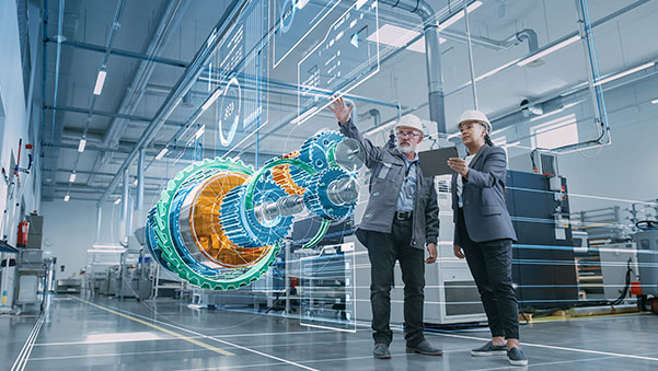 Fábrica inteligente conectada con análisis de datos en tiempo real en entorno industrial